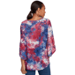 Petite Ruby Rd. Indigo Go Tie Dye Floral Keyhole Neck Blouse - image 2