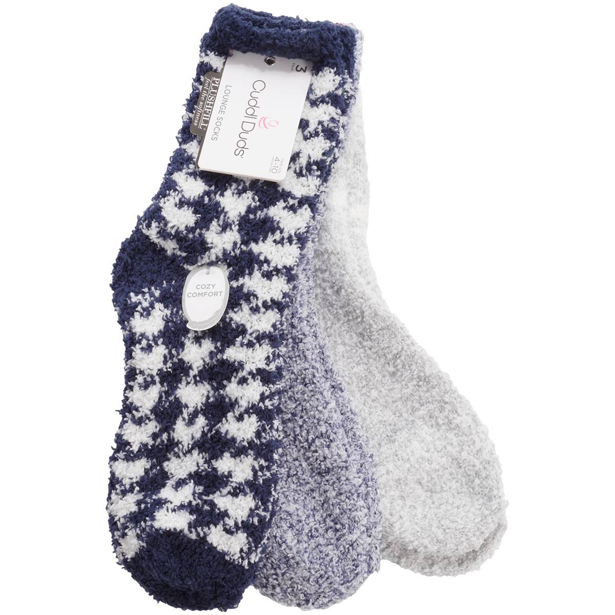 Womens Cuddl Duds(R) 3pr. Houndstooth Cozies