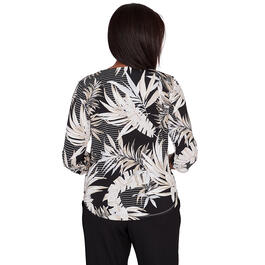 Petite Alfred Dunner Opposites Attract Knit Leaves Blouse