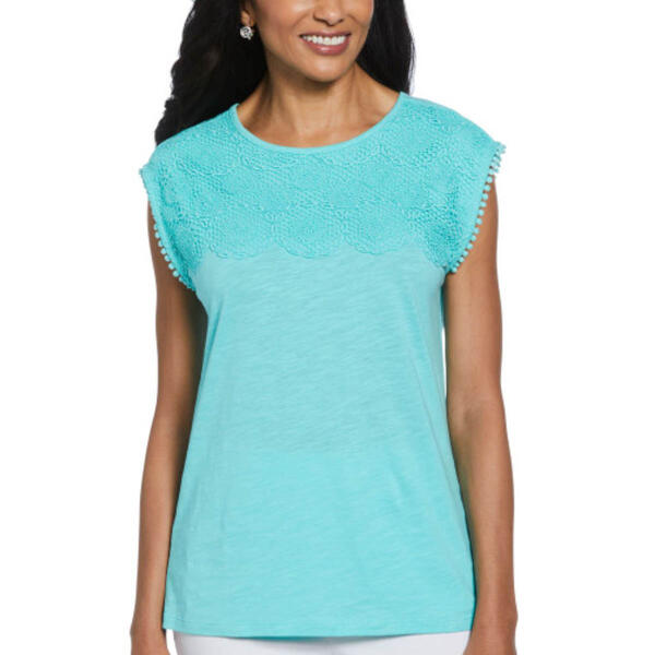 Petite Rafaella&#40;R&#41; Sleeveless Circular Lace Yoke Tee - image 