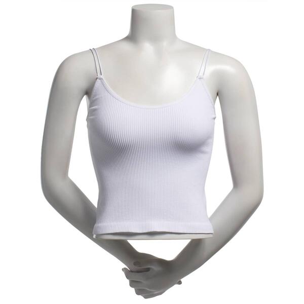 Juniors No Comment Solid Double Bungee Strap Rib Tank Top - image 