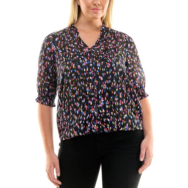 Petite Zac & Rachel  Bracelet Sleeve Shadow Stripe Blur Lurex Top - image 