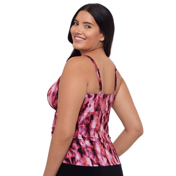 Womens TrimShaper Sunshower Batik Abstract Tankini Swim Top