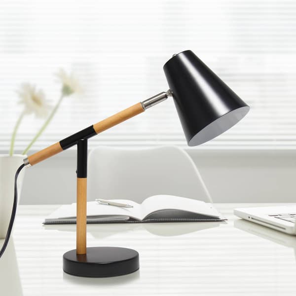 Simple Designs Matte Finish and Wooden Pivot Desk Lamp