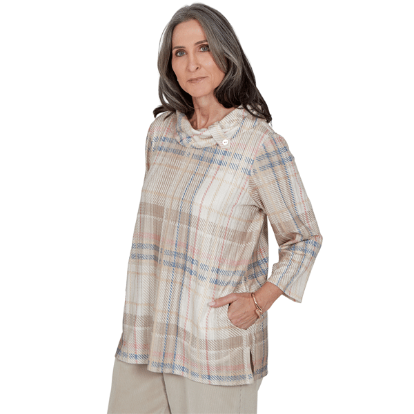 Petite Alfred Dunner Sunset Ridge Shimmer Plaid Sweater