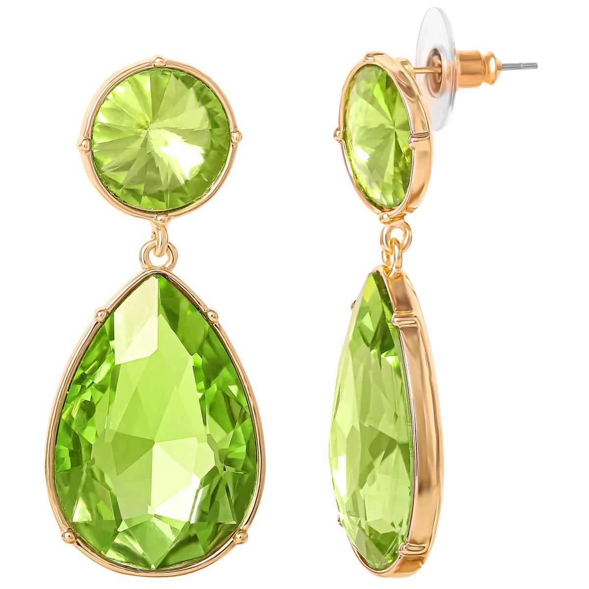 Jessica Simpson Green Stone Teardrop Drop Earrings
