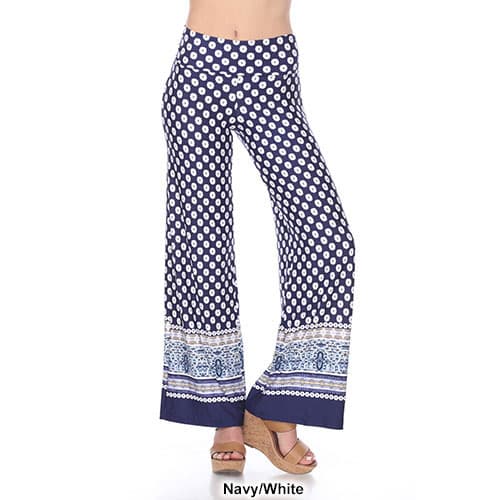 Womens White Mark Border Print Palazzo Pants