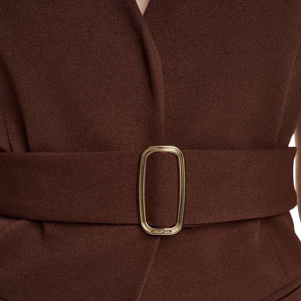 Womens Halston Solid V Neck Belted Vest