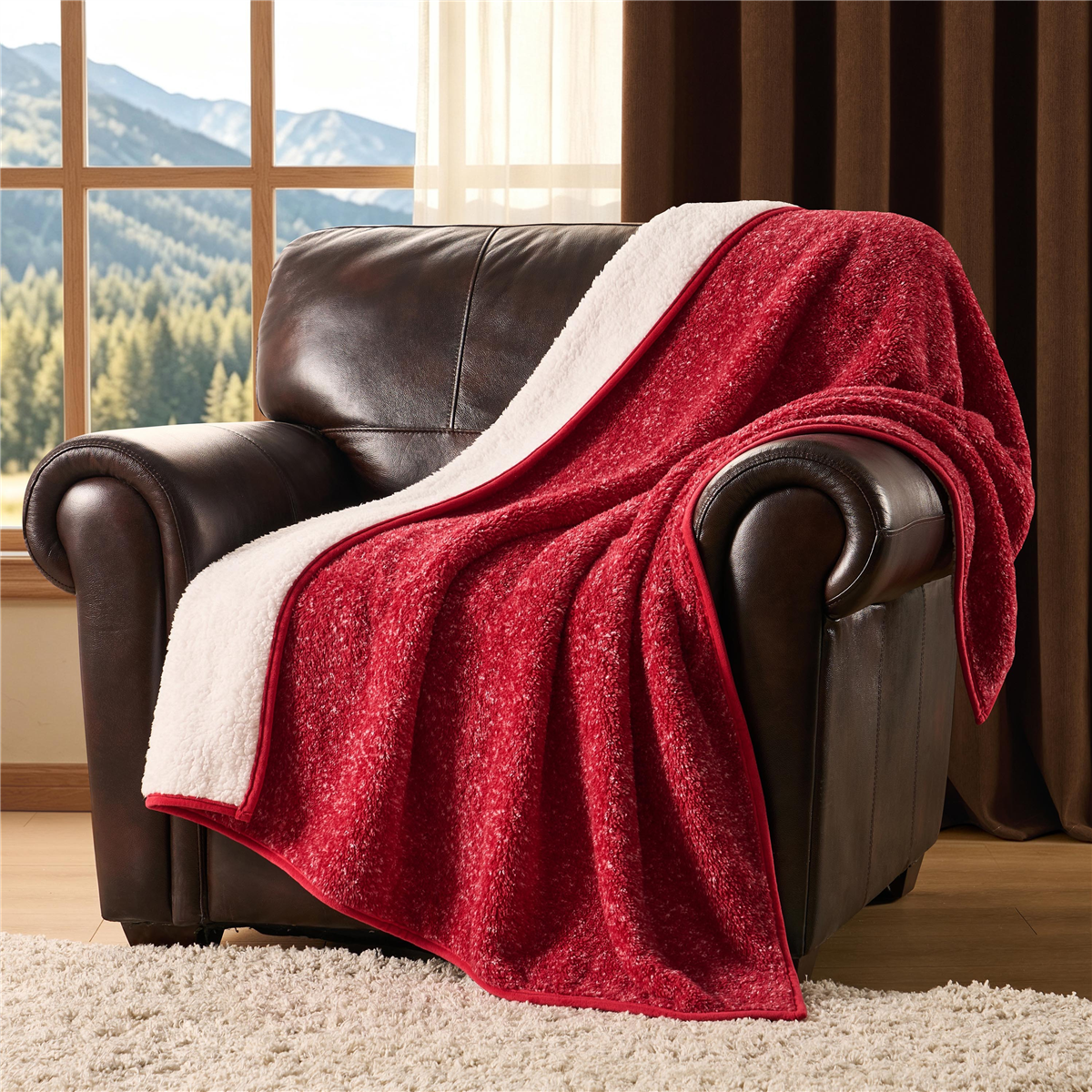VCNY Home Alpine Cabin Cozy Sherpa Throw Blanket