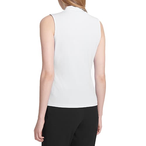 Womens Calvin Klein Sleeveless Shirred V-Neck Blouse