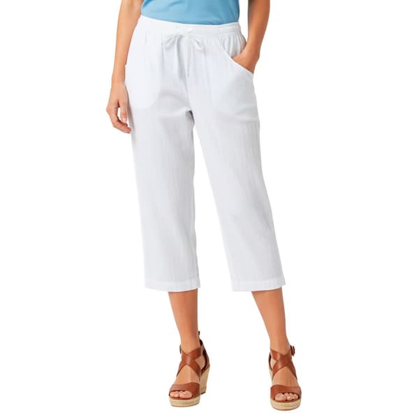 Petite Hasting & Smith Solid Crinkle Tie Front Capris