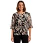 Petite Kasper 3/4 Sleeve Keyhole Neck Floral Tie Waist Blouse - image 1