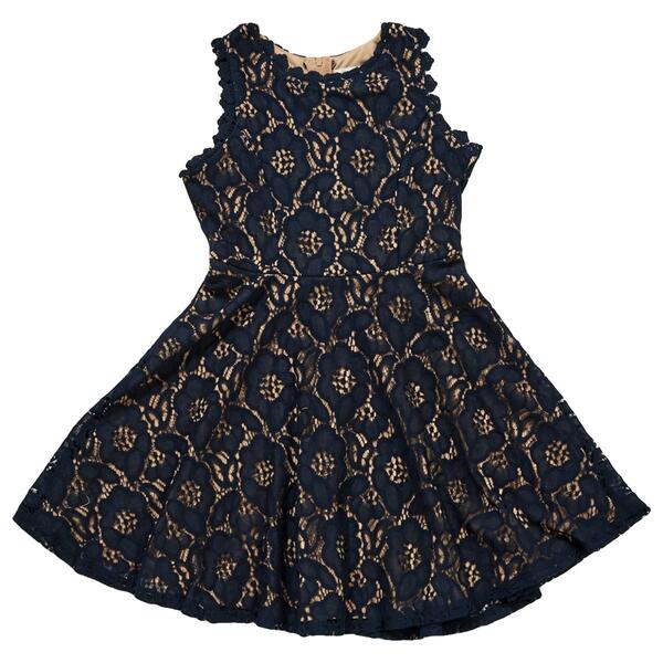 Girls &#40;7-16&#41; Rare Editions Two-Tone Lace Skater Dress - image 