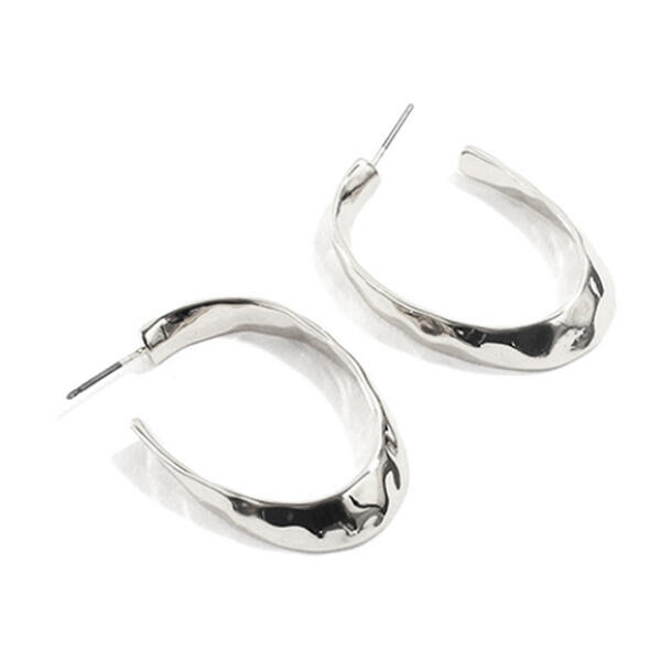 Adrienne Vittadini Silver Hammered Hoop Earrings - image 