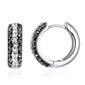 Sterling Silver Jet & Clear Crystal Huggie Hoop Earrings - image 1