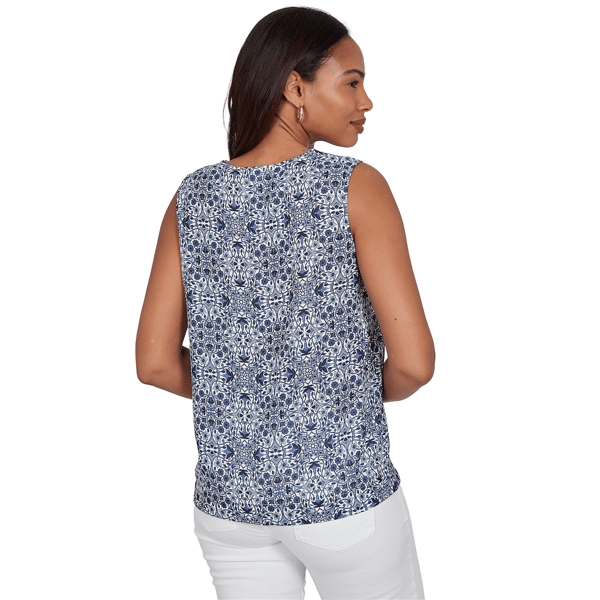Womens Emaline Sapphire Serenade II Sleeveless Medallion Blouse
