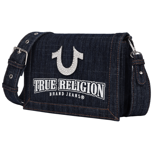 True Religion Bling Horseshoe Denim Messenger Bag