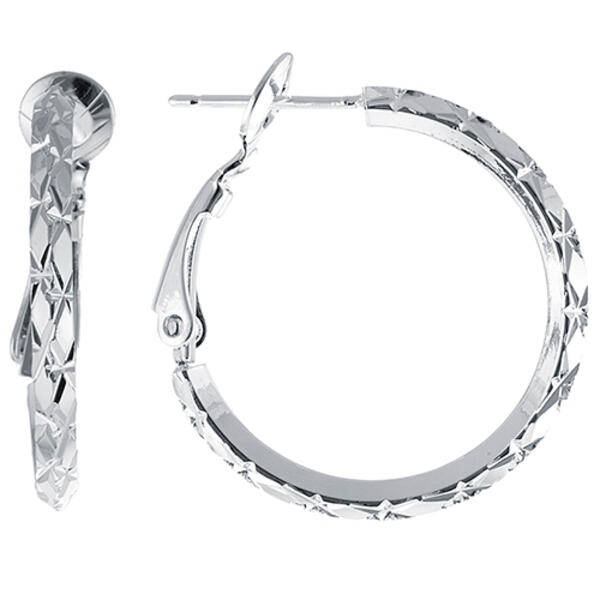 Fine Silver Plated 26mm Diamond Cut Hoop Earrings - image 