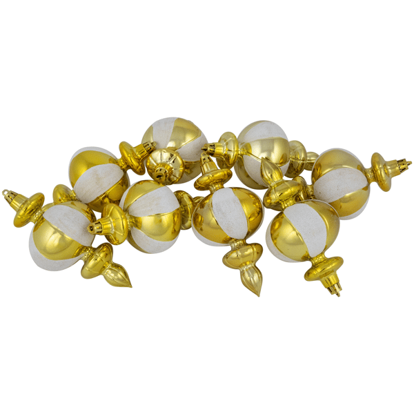Northlight 8ct. Gold Shatterproof Finial Christmas Ornaments - image 