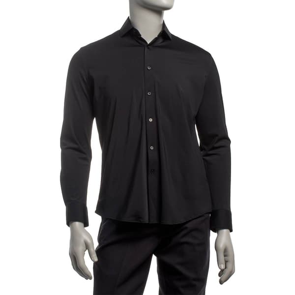 Mens Tom Baine Solid Fitted Traveler Long Sleeve Dress Shirt