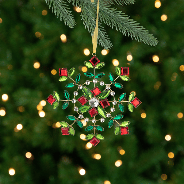 Northlight 6.5in. Gem Stone Flowers Snowflake Christmas Ornament