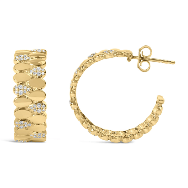 Haus of Brilliance 3/8ctw. Diamond Pave Pear Link J-Hoop Earrings