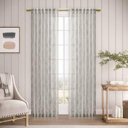 Ricardo(R) Sheer Leaf Rod Pocket Curtain Panel with Back Tab