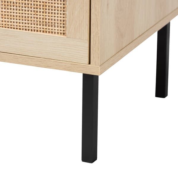 Baxton Studio Caterina Natural Brown Wood 1-Door Nightstand