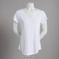 Juniors Poof! Short Sleeve Solid Split Neck Top - image 4