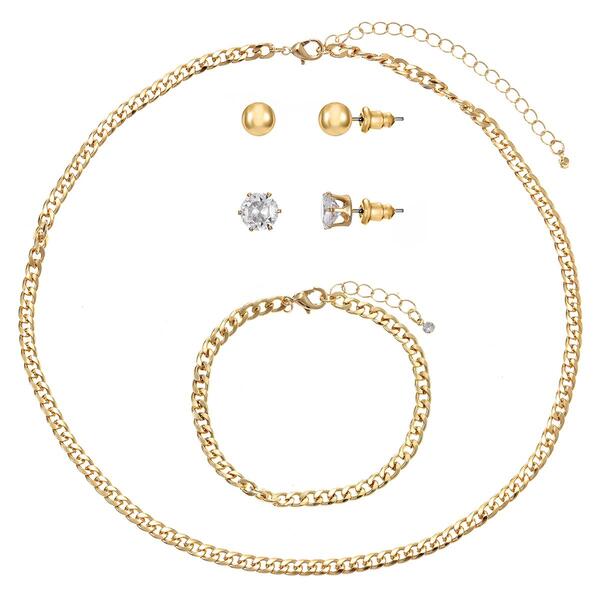 Design Collection Curb Chain Necklace/Bracelet & Earring Set - image 