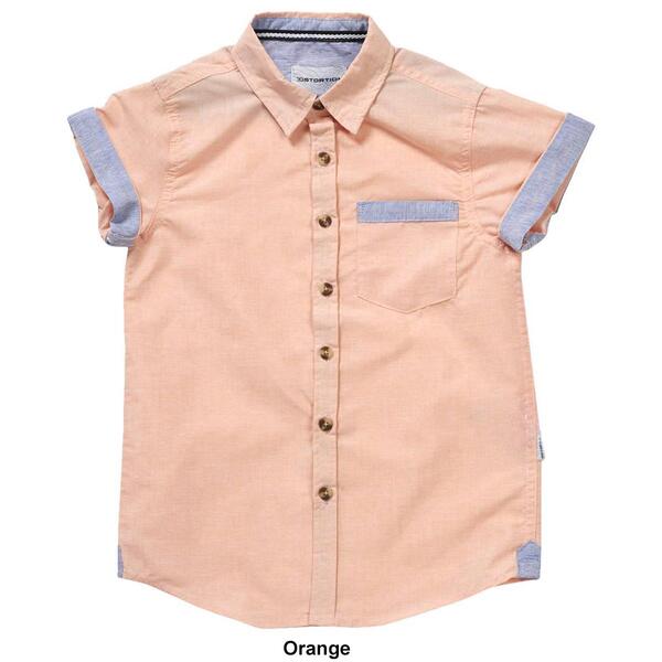 Boys &#40;4-7&#41; Distortion Solid Short Sleeve Button Down