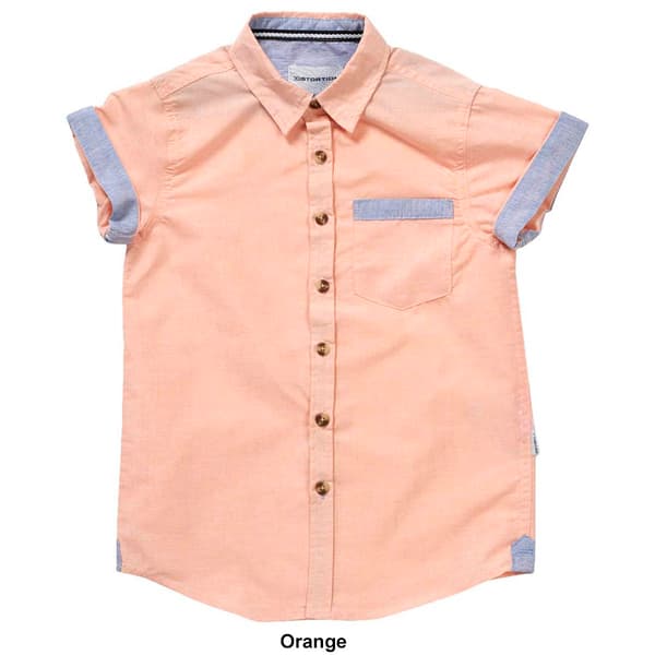 Boys &#40;4-7&#41; Distortion Solid Short Sleeve Button Down