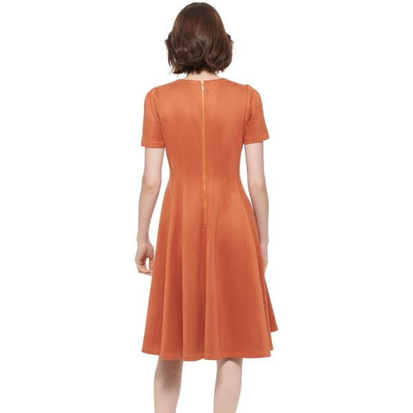 Womens Calvin Klein Short Sleeve Suede Fit & Flare Dress