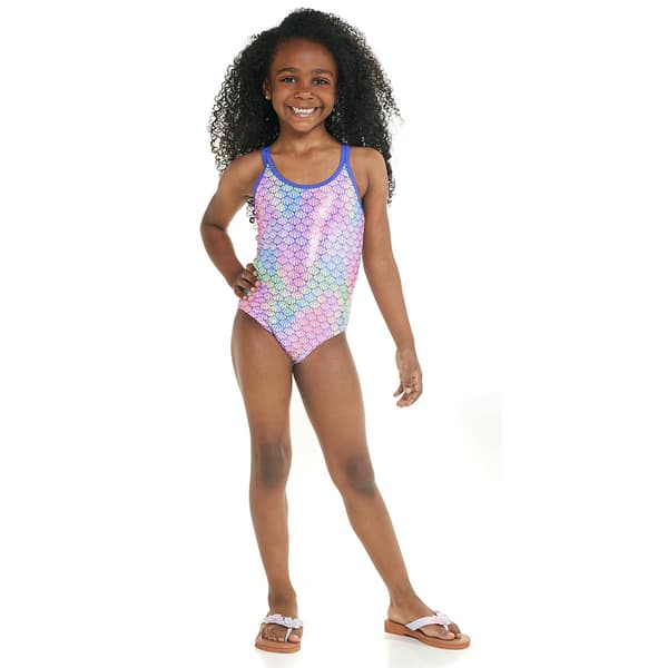 Girls &#40;4-6x&#41; Limited Too&#40;tm&#41; Shell Foil Dots One Piece Swimsuit