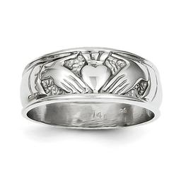 Gold Classics(tm) 14kt. White Gold Claddagh Band Ring
