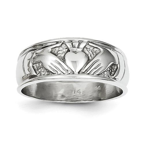 Gold Classics(tm) 14kt. White Gold Claddagh Band Ring - image 