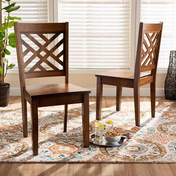 Baxton Studio Caron Walnut Brown Wood 2pc. Dining Chair Set