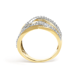 Haus of Brilliance 14kt. Gold Plated Diamond Crossover Ring