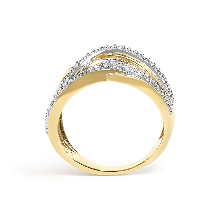 Haus of Brilliance 14kt. Gold Plated Diamond Crossover Ring