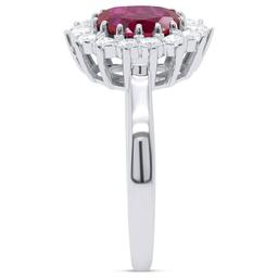 Nova Star® Oval Lab Grown Ruby w/ 1/2ctw. Lab Grown Diamond Ring