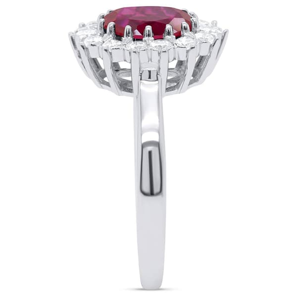 Nova Star® Oval Lab Grown Ruby w/ 1/2ctw. Lab Grown Diamond Ring
