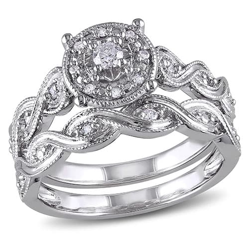 Loveblooms(tm) 1/5ctw. Round Diamonds Bridal Ring Set - image 