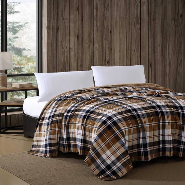 Eddie Bauer Trailhead Plaid Plush-Fleece Reversible Blanket