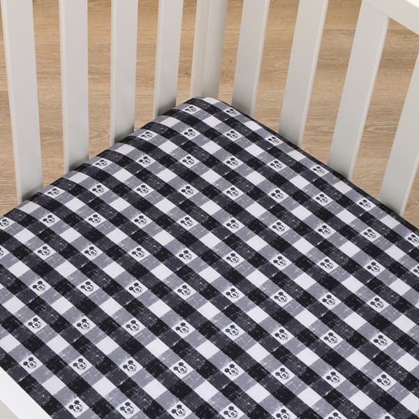 Disney Mickey Mouse Plaid Mini Fitted Crib Sheet