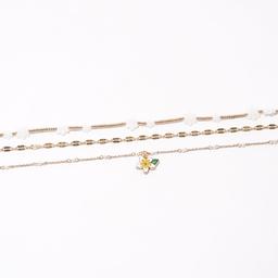 Ashley 3pc. Shiny Gold-Tone Floral Anklet with Flower Charm