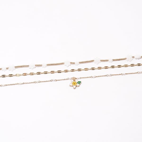 Ashley 3pc. Shiny Gold-Tone Floral Anklet with Flower Charm - image 