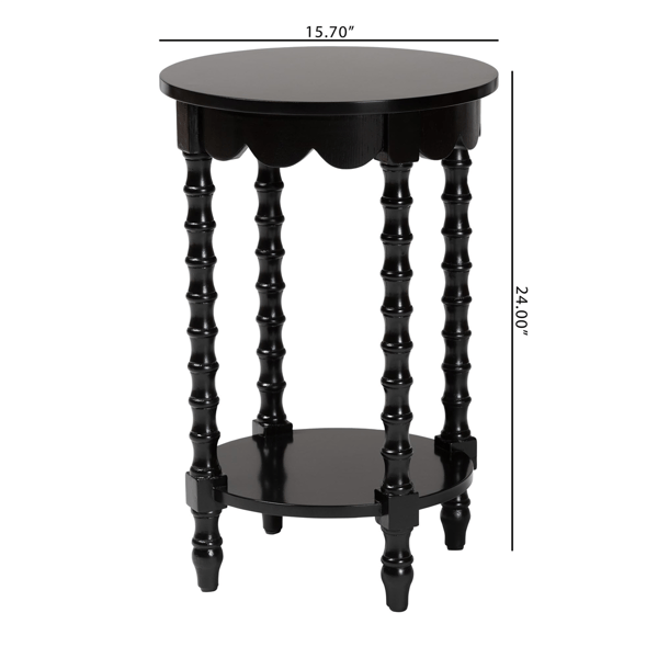 Baxton Studio Sally Round Nightstand with Bamboo Inspired Legs