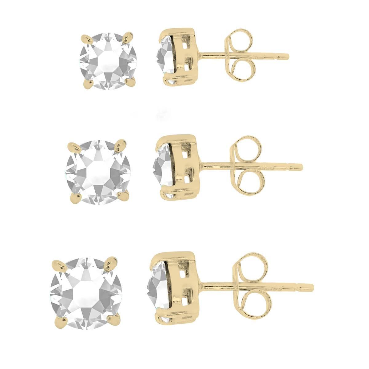 Crystal Colors 3pr. Graduated Clear Crystal Stud Earrings...