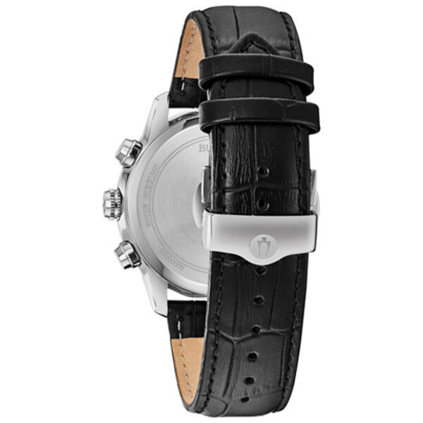 Mens Bulova Sutton Black Leather Strap Watch - 96B310