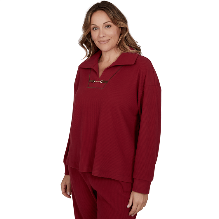 Plus Size Ruby Rd. English Countryside Solid Rib Knit Sweater
